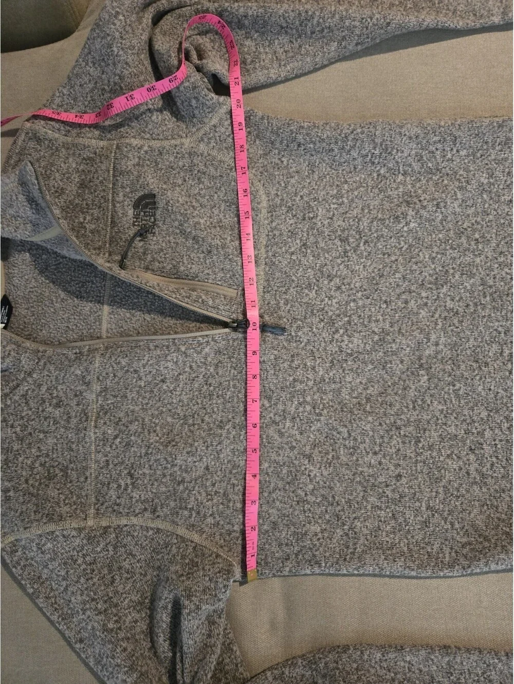 North Face Sweater Knit Quarter Zip Fleece Pullover Mens Medium Mushroom Taupe
